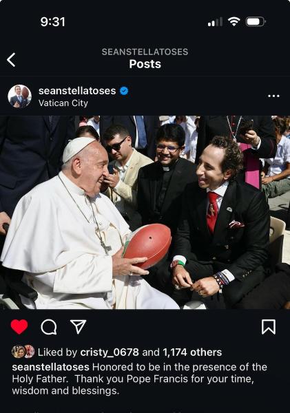 Sean Stellato with Pope Francis